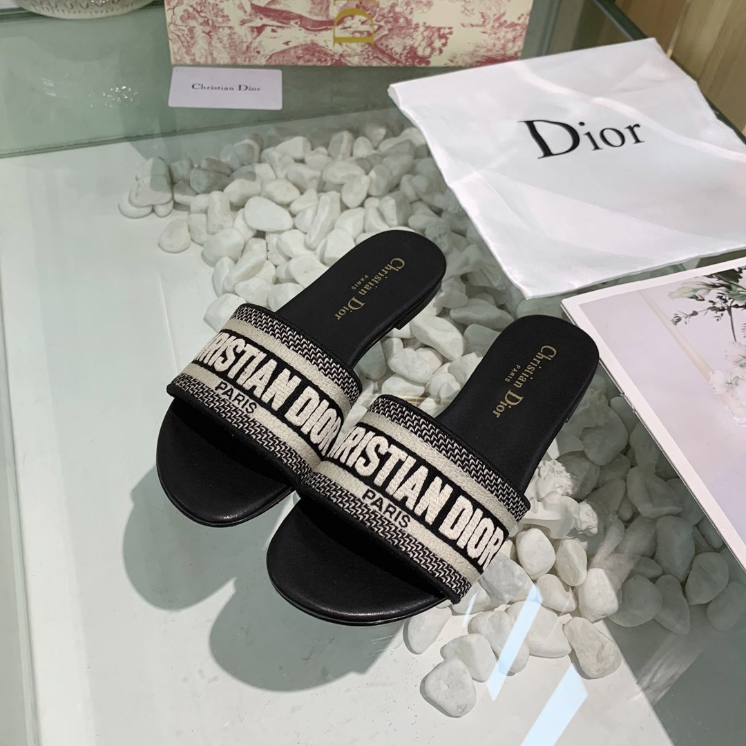 Dior Dway Slide Sandal Black (DR-SH-B01) - LilySale Outlet